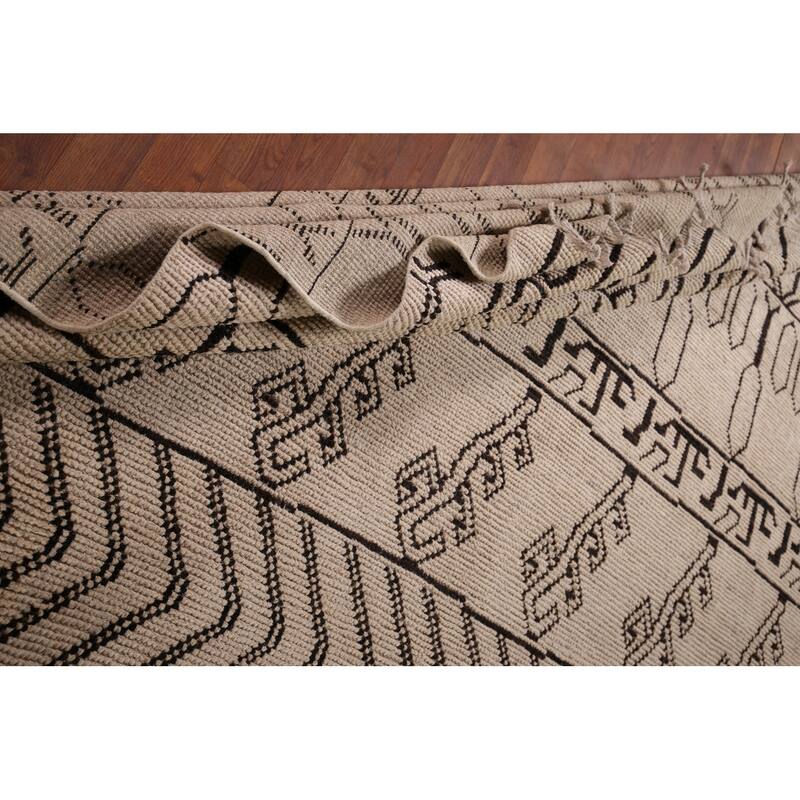 Moroccan Oriental Area Rug Hand-Knotted Contemporary Wool Carpet - 8'11"x 12'0"