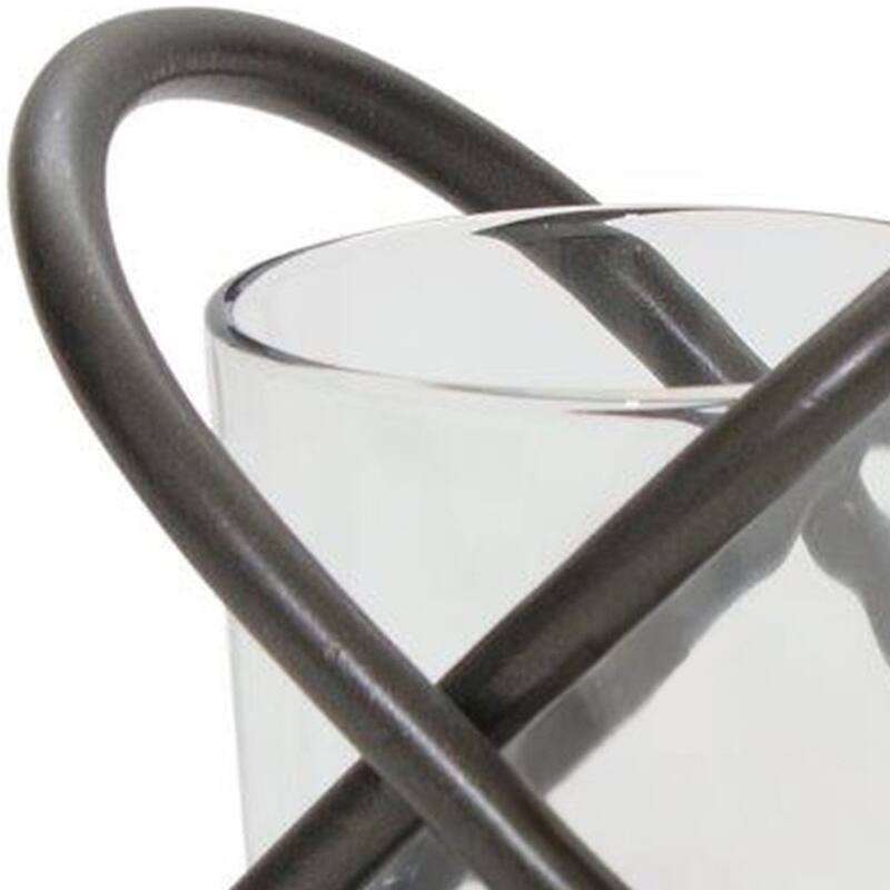 Set of Two Clear and Black Glass and Metal Tabletop Votive Candle Holders - One Size