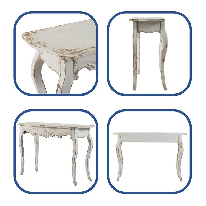 Slimline Whitewash Console Table, for Hallway Living Room Bedroom