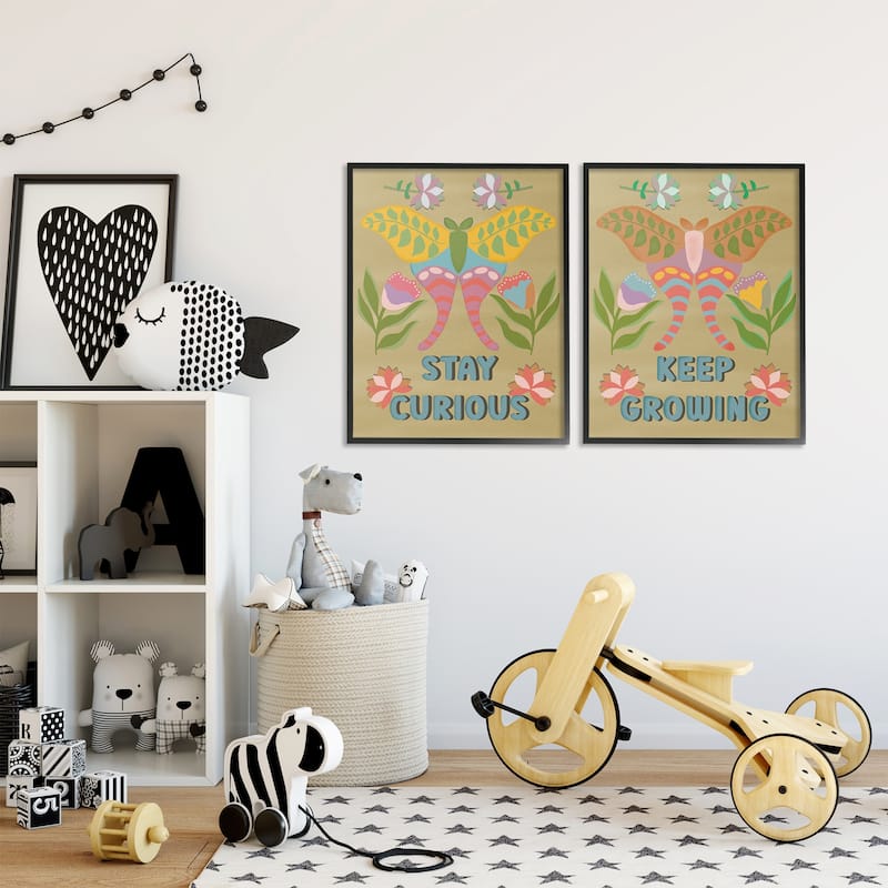 Stupell Stay Curious & Keep Growing Framed Giclee Art Design By Julia Fox (Set of 2)