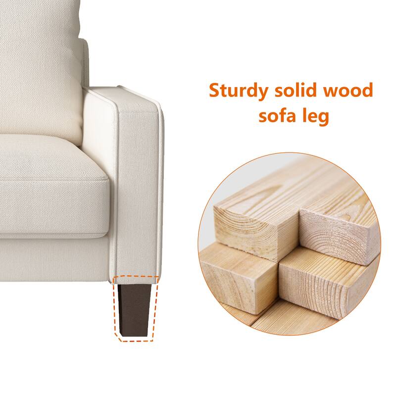 Minimalist Loveseat Sofa Couch with Wood Frame, Compact Sofa 2 Seat Loveseat Sofa with Square Armrests