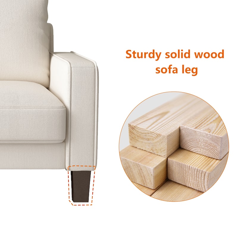 Small Fabric Upholstered 2 Seat Sofa with Solid Wood Leg and Ultra Thick Cushion