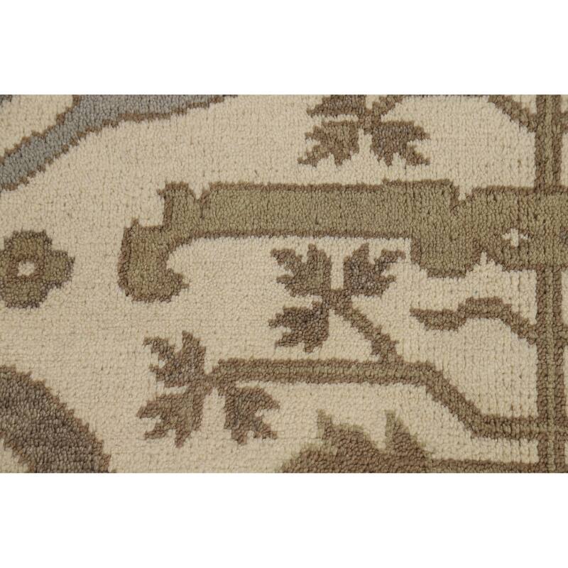 Ivory Oushak Indian Area Rug Handmade Wool Carpet - 8'1"x 9'8"