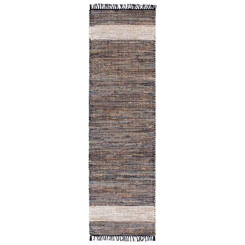 SAFAVIEH Handmade Cape Matsje Cod Denim & Jute Rug - 2'3" x 8' Runner - Navy/Beige