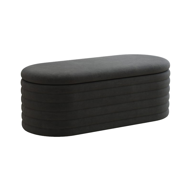 Storage Chenille Ottoman Bench Upholstered Fabric Storage Bench End Of Bed Stool With Safety Hinge