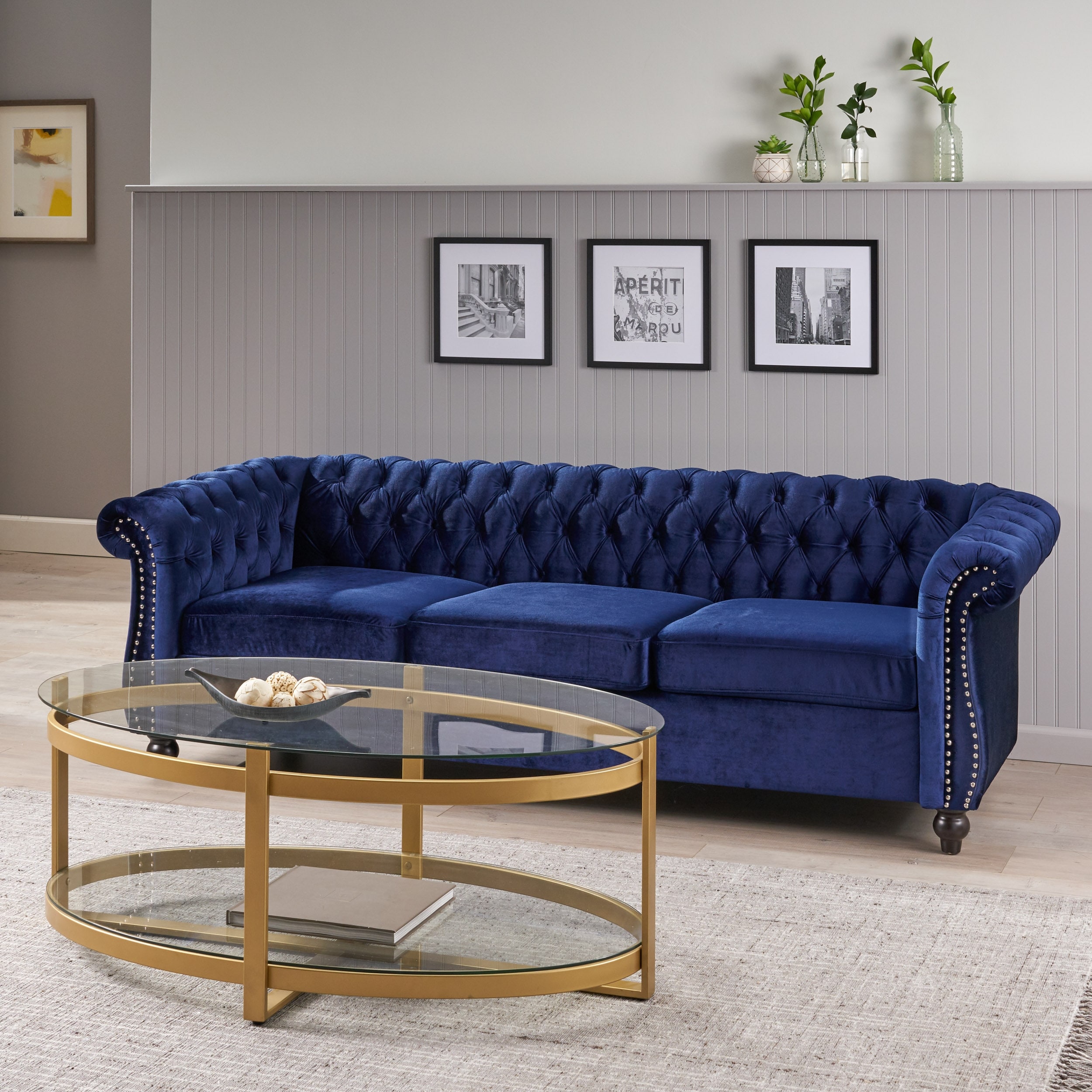 Parksley Tufted Velvet Chesterfield Sofa by Christopher Knight Home