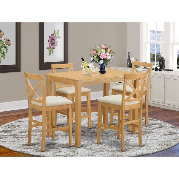 Natural Solid Wood 5-piece Counter Height Dining Set ... (600 x 600 Pixel)