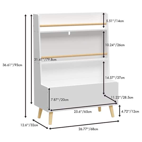Kids' Bookshelf Book Organizer with Toy Storage Bin