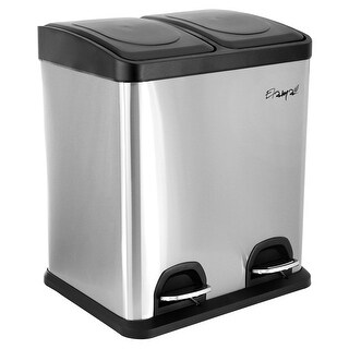 2 Section 15 Liter/ 4 Gallon Trash Step Bin in Matte Silver