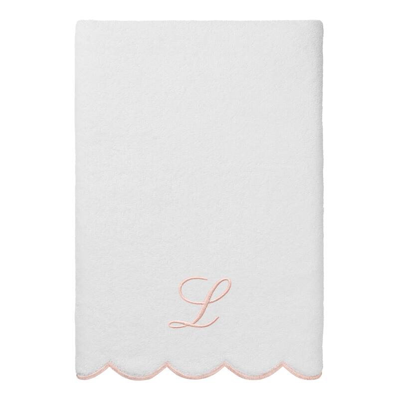 Authentic Hotel and Spa 100% Turkish Cotton Pink ADORNIA Scallop Personalized 3 Piece Towel Set - 3 Piece Set