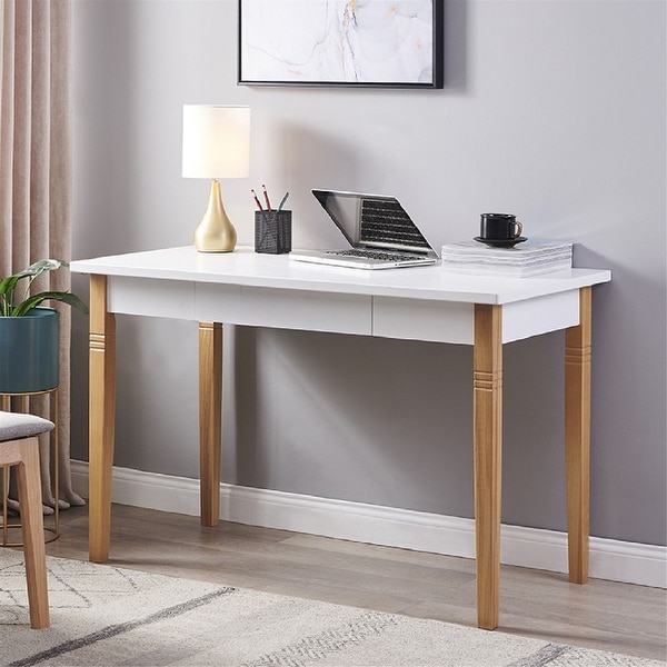 Straight office desk online with drawers