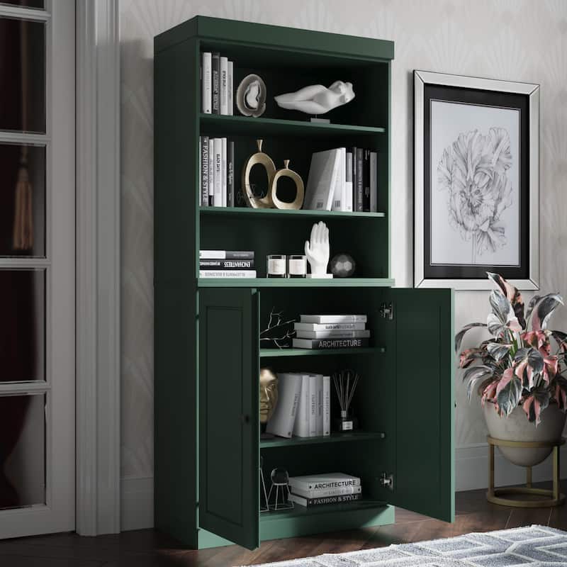 100% Solid Wood 6-Shelf Bookcase with Optional Doors by Palace Imports