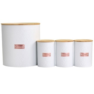 MegaChef 4 Piece Iron Canister Set in White - 4 Piece Set