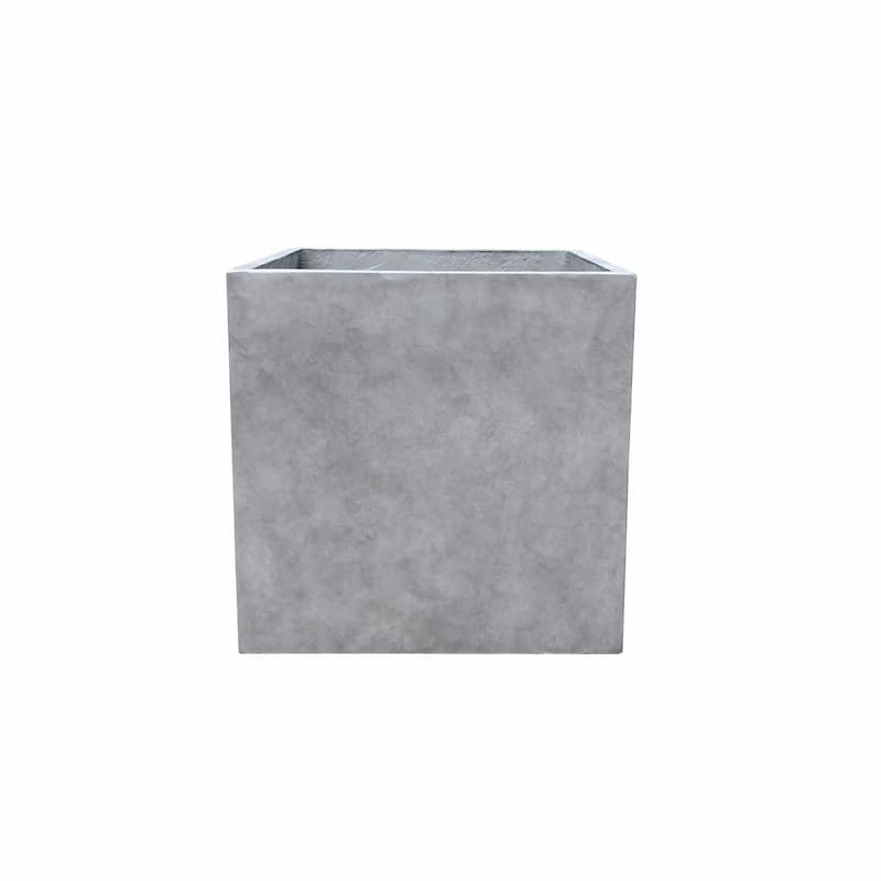 Kante Lightweight Modern Square Planter, Handmade Garden Planter Pot for Indoor Outdoor Use, 10 Inch Tall, Natural Concrete