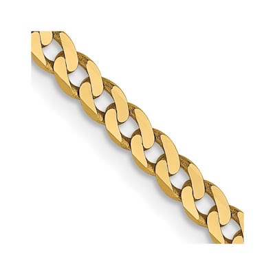 Curata 14k Yellow Gold 8" 2.3mm Beveled Curb Chain Bracelet