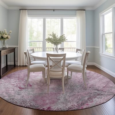 Machine Washable Indoor/ Outdoor Abstract Watercolor Chantille Rug