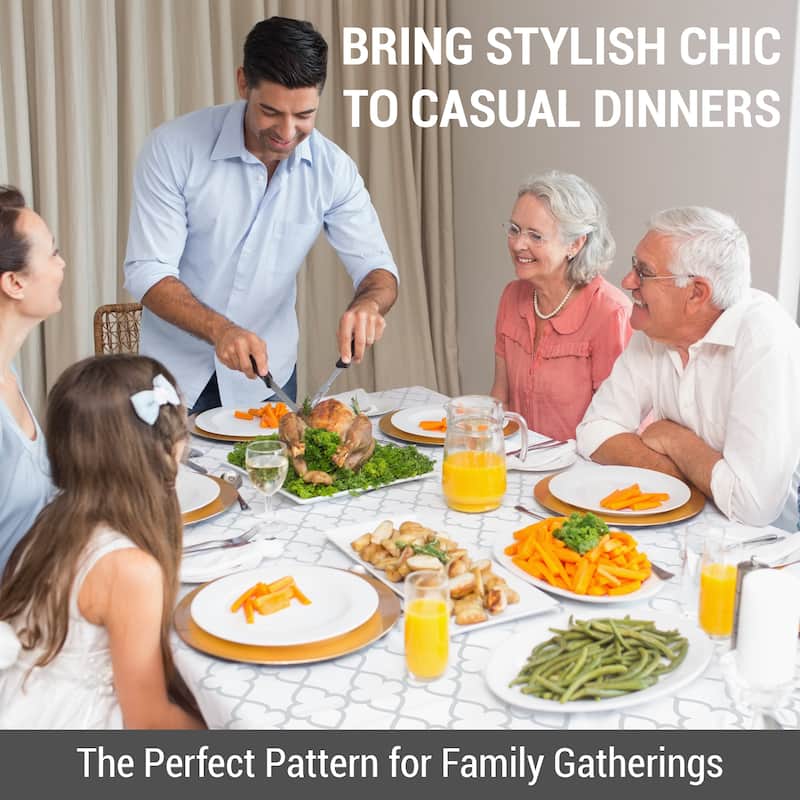 HLC.me Modena Lattice Fabric Tablecloth, Jacquard Fabric Table Cloth for Round Rectangle Table Advanced Water & Fade Resistance
