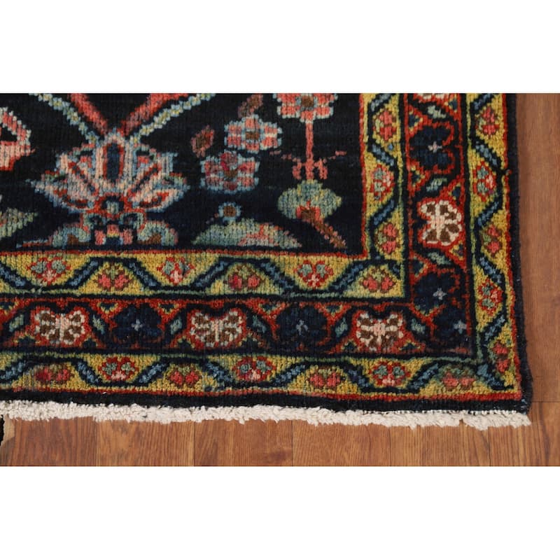 Floral Mahal Antique Persian Runner Rug Hand-Knotted Wool Carpet - 3'5" x 12'4"