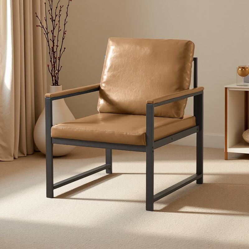 Tech Cloth Armchair with Padded Armrests and 330lb Capacity - Camel