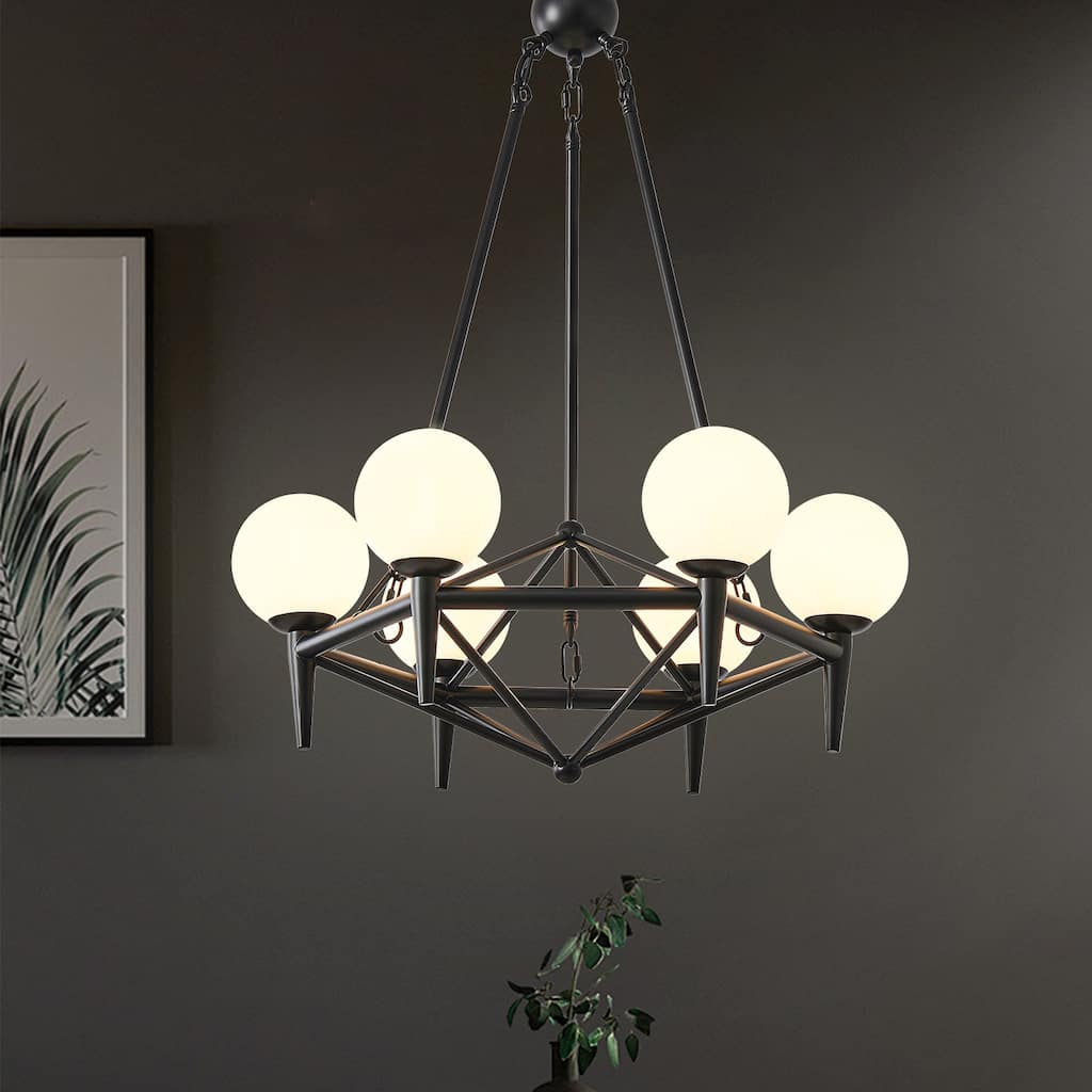 Dimmable 6 - Light Streamlined Modern Linear Chandelier - Matte Black