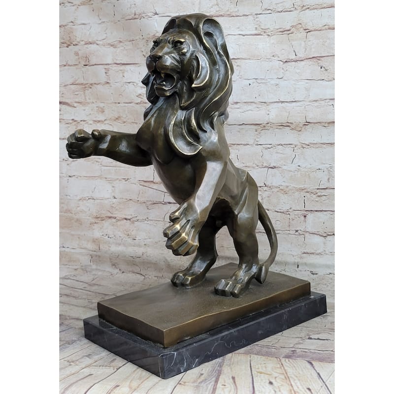 Abstract Guardian Imitative Lion Bronze Statue Sculpture Cubism Henry Moore 17 Inches X 12 Inches