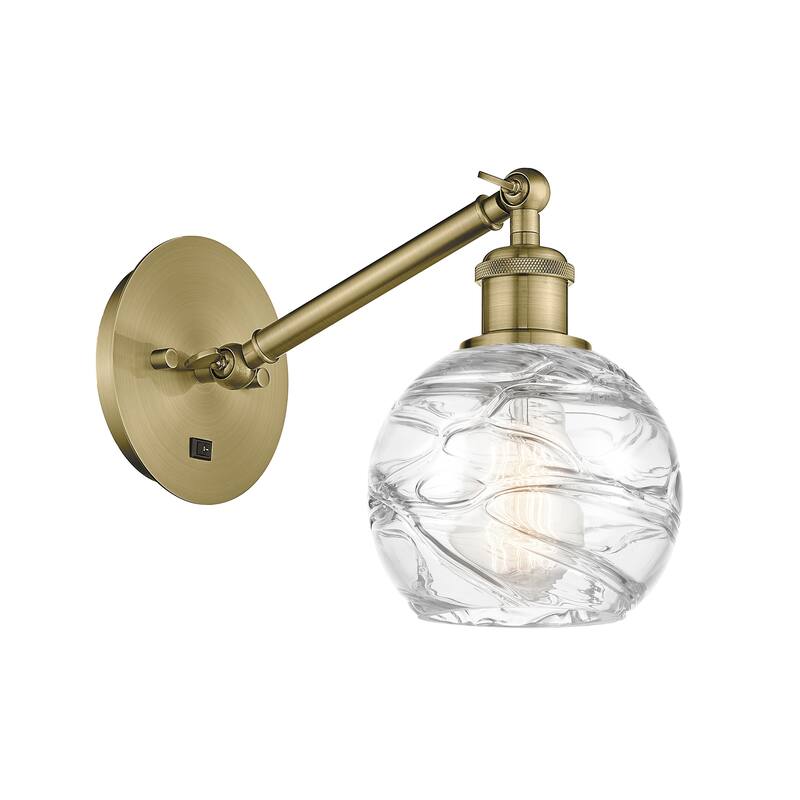 Innovations Lighting Ballston Athens Deco Swirl - 1 Light 6" Sconce - Arm Adjusts Up and Down - Antique Brass/Clear Deco Swirl