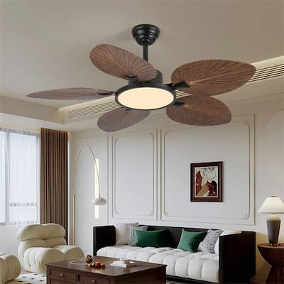 52inch Tropical Palm Leaf Ceiling Fan with Lights and Remote Control