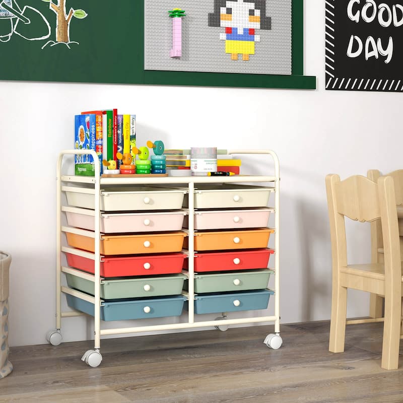 Costway 12 Drawers Rolling Cart Storage Scrapbook Paper Studio - See Details