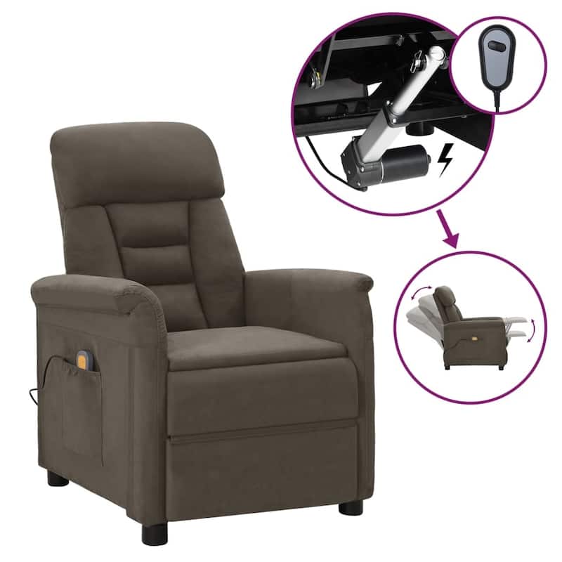 vidaXL Massage Chair Massage Recliner Chair for Elderly Faux Suede Leather - 56.3" x 27.8" x 29.9"