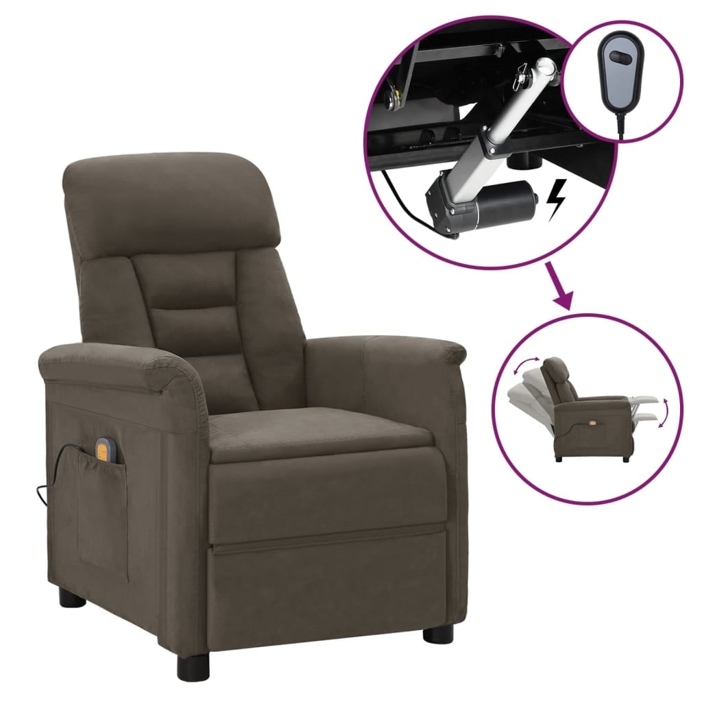 vidaXL Massage Chair Massage Recliner Chair for Elderly Faux Suede Leather - 56.3" x 27.8" x 29.9"