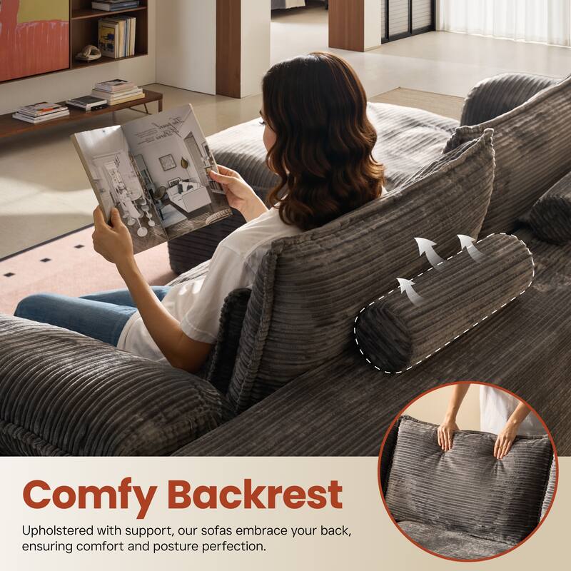 OVIOS L-Shaped Sofa with Dual-Tone Stripe Fabric​