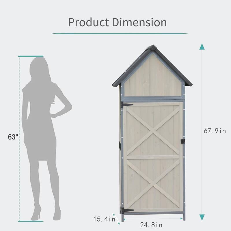 Outdoor Storage Shed with Floor,Metal Framed Tool Cabinet with Adjustable Shelves