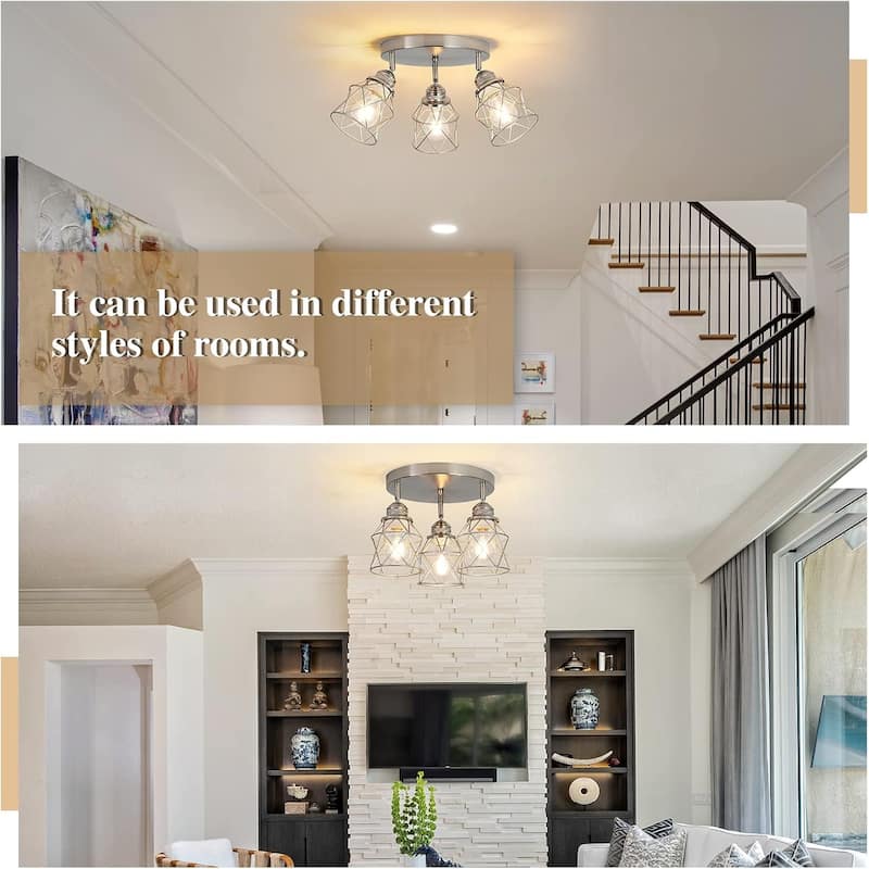 3-lights kitchen light nickel entryway light metal, ‎iron ceiling lamp