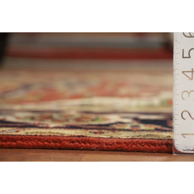 Geometric Medallion Heriz Serapi Indian Rug Hand-Knotted Wool Carpet - 8'10" x 12'0"