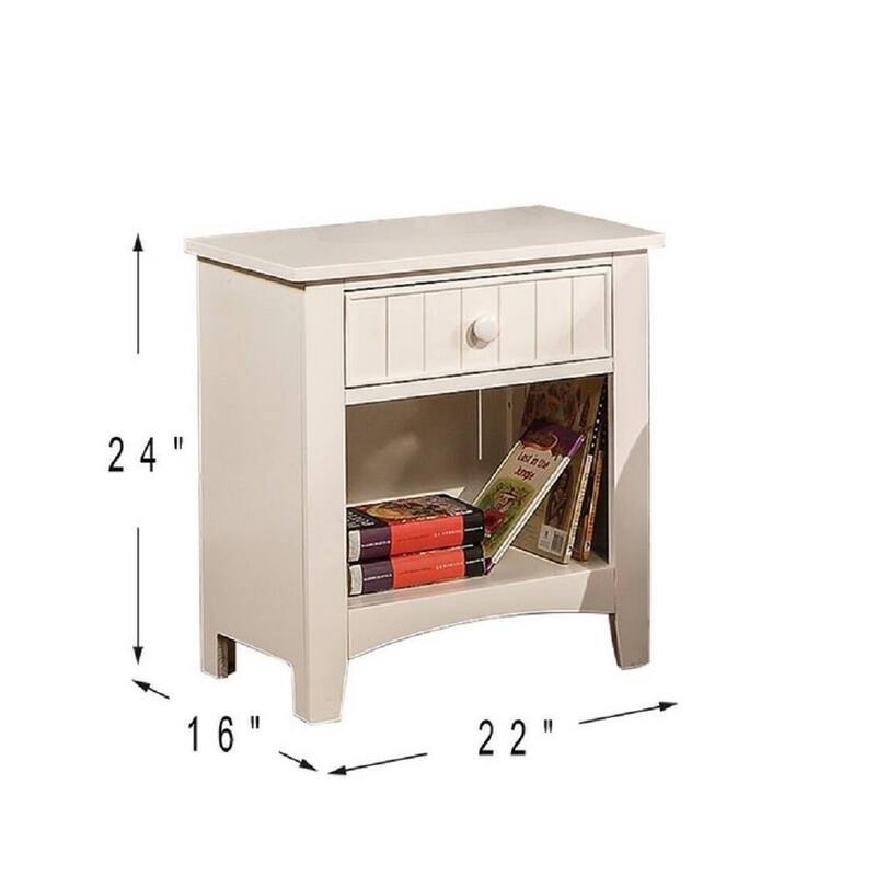 1 Drawer White Traditional Design Solid Wood Nightstand 23 in. H X 23 in. W X 15 in. D