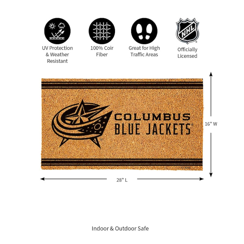 Columbus Blue Jackets Monochrome Indoor/Outdoor Coir Door Mat