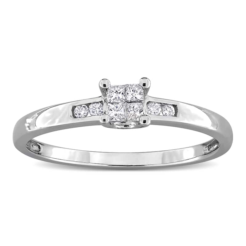 Miadora 1/8ct TW Princess Cut Diamond Quad Engagement Ring in Sterling Silver
