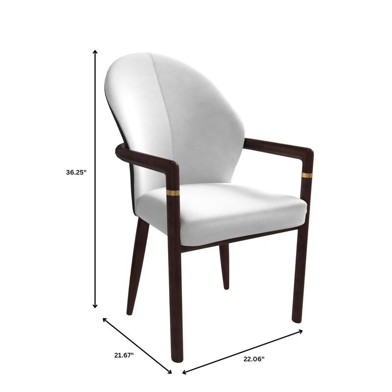 LeisureMod Modern Leather/Velvet Dining Chair - Elegant Armchair in Rubberwood with Gold Accents for Home Furniture
