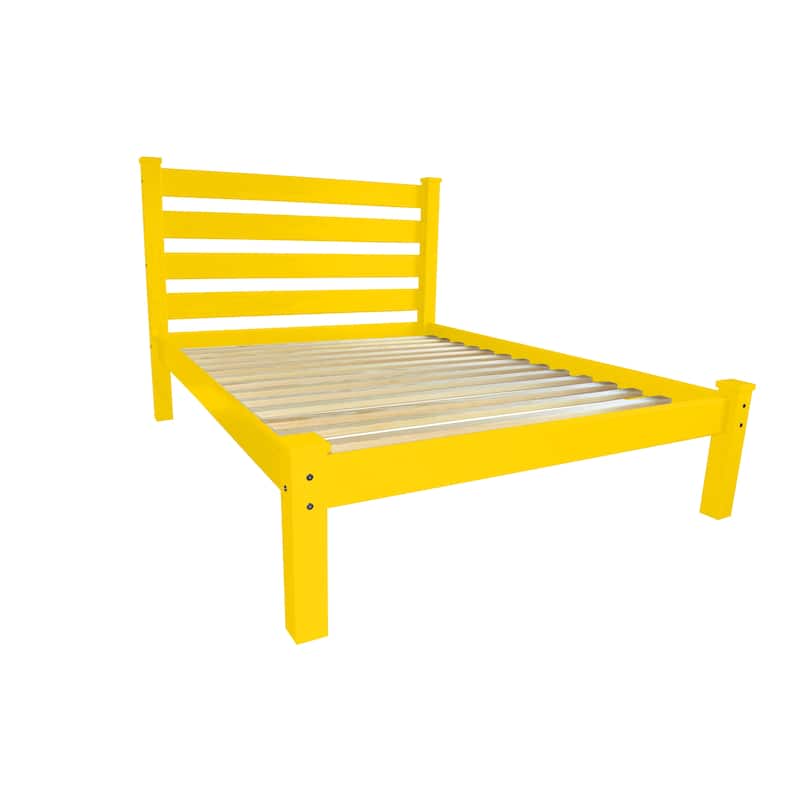 Homestead Unfinished Solid Pine Queen Platform Bed - CANARY YELLOW