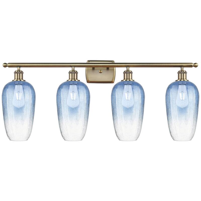 Innovations Lighting 516-4W-16-37 Brookhaven Flute Vanity Brookhaven - Antique Brass / Sapphire Blue