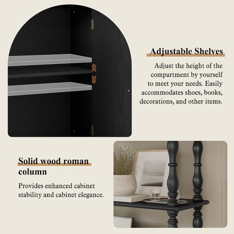 77" Tall Bookshelf with Cabinet, Freestanding Storage Cabinet