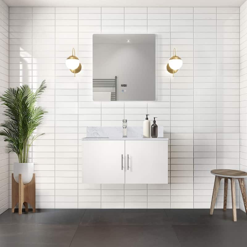 Geneva Bath Vanity Carrara Marble Top, Sink and Faucet