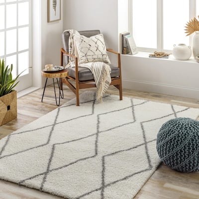 Livabliss Casual Cloudy Shag Diamond Area Rug