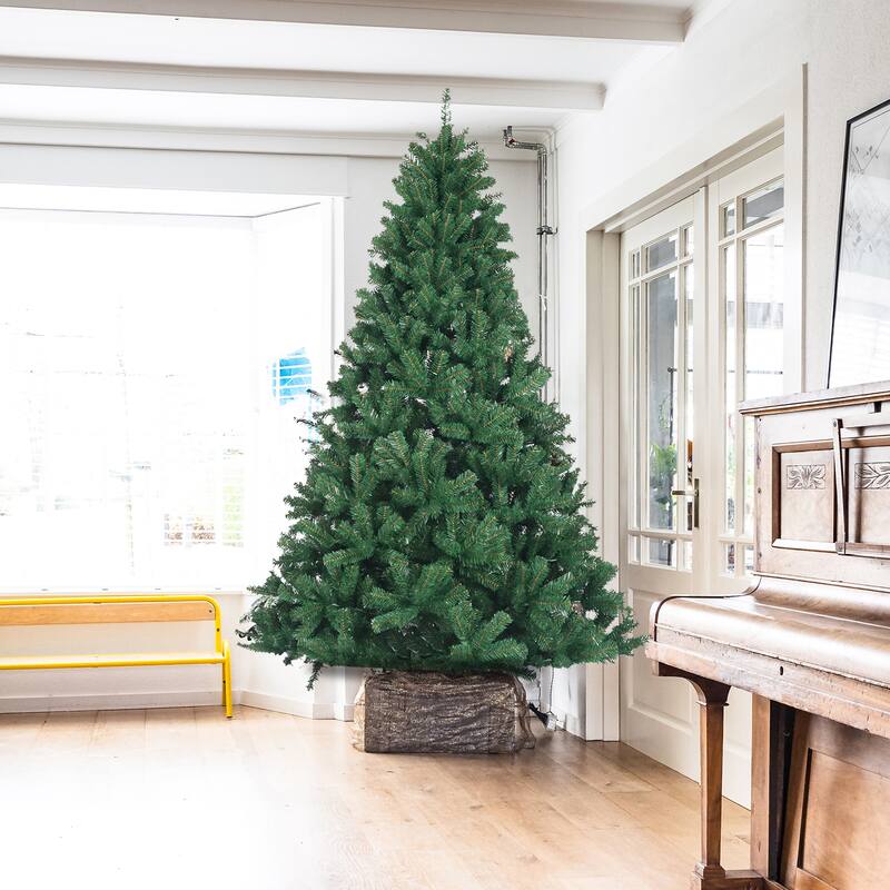 7.5Ft Christmas Tree,Full Natural Spruce Fir Tree,Metal Base - Home Christmas Holiday Ornaments