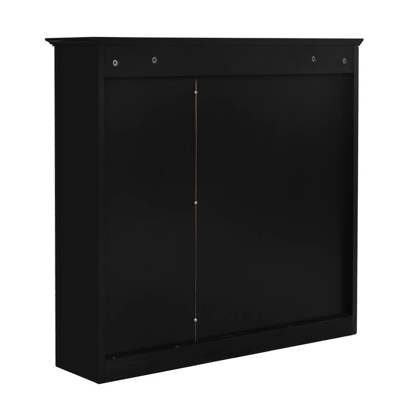 Roomfitters 30"x28" Medicine Cabinet, Wall Mounted Mirror Cabinet with 3 Open Shelves, Bathroom Storage Organizer, Black