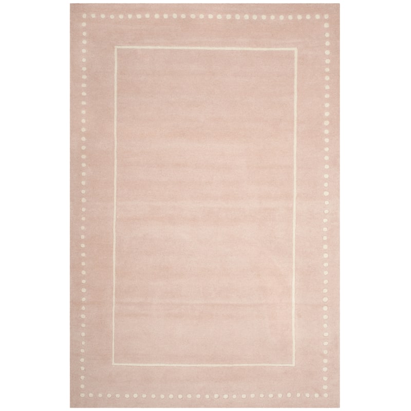 SAFAVIEH Handmade Bella Alverta Dotted Border Wool Rug - 8' Square - Light Pink/Ivory