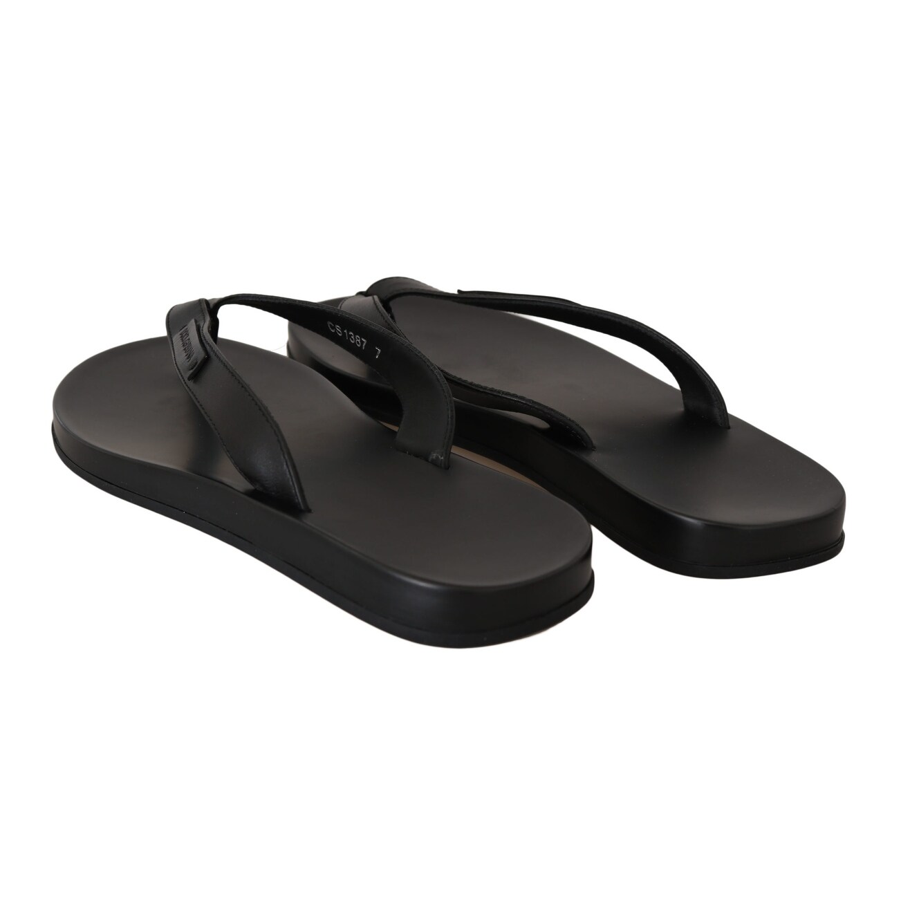 black plastic flip flops