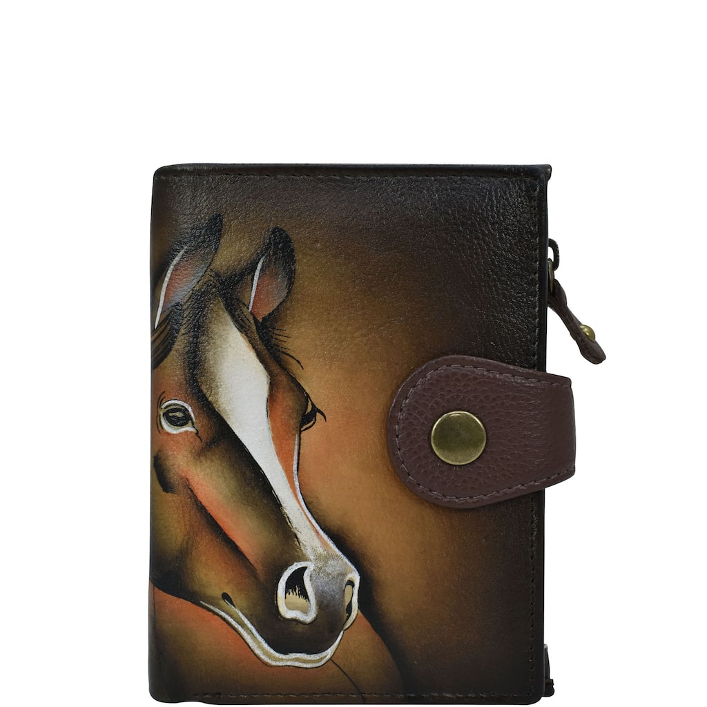 Handpainted Leather Ladies Two Fold Wallet - Wild Spirit