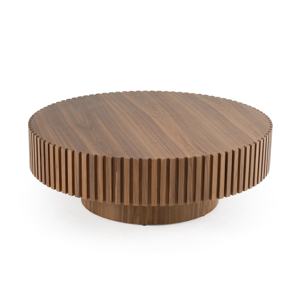 Modrest Pierre Modern Walnut Large Round Coffee Table