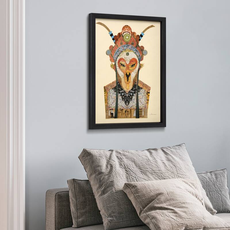"Beijing Opera Mask 1" Alex Zeng's dimensional collage, under glass & a black shadow box frame